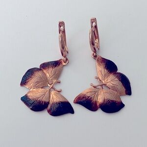 Butterfly 925 silver earrings rose gold plated